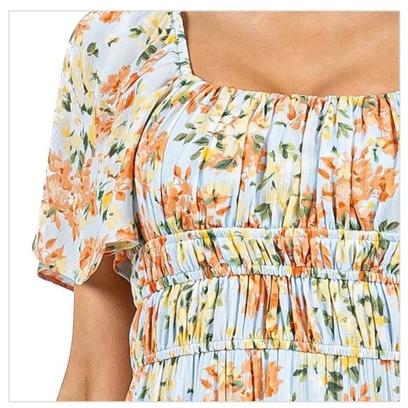 B. Smart NWT Light Blue Floral Sleeveless Mini Dress Juniors Size 13 - Picture 3 of 9